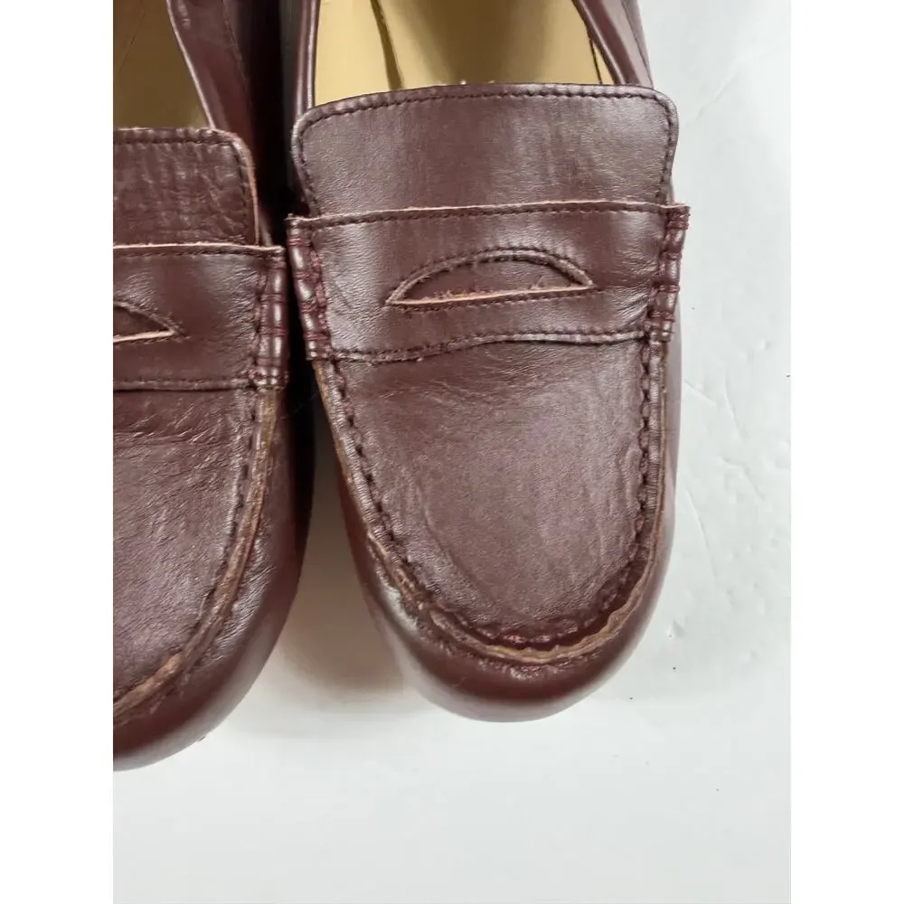 Janie and Jack Leather Penny Loafers Burgundy Brown Dress Shoes Size 3 big kid